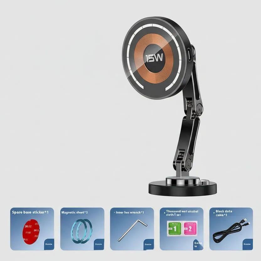 Rotating 360° Magnetic 15W Wireless Charger Car Bracket | AIRYAH TECH-Computer Accesories-AIRYAH Tech